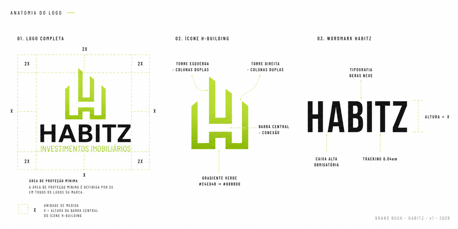 Anatomia do Logo Habitz — ícone H-Building + wordmark