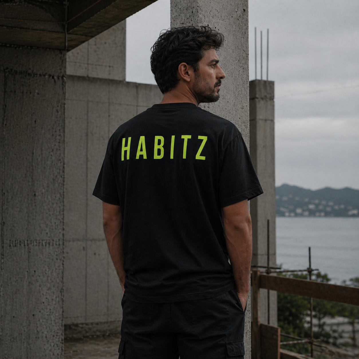 Camiseta masculina preta · costas