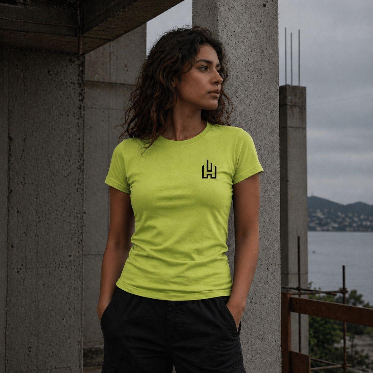 Camiseta feminina verde · frente