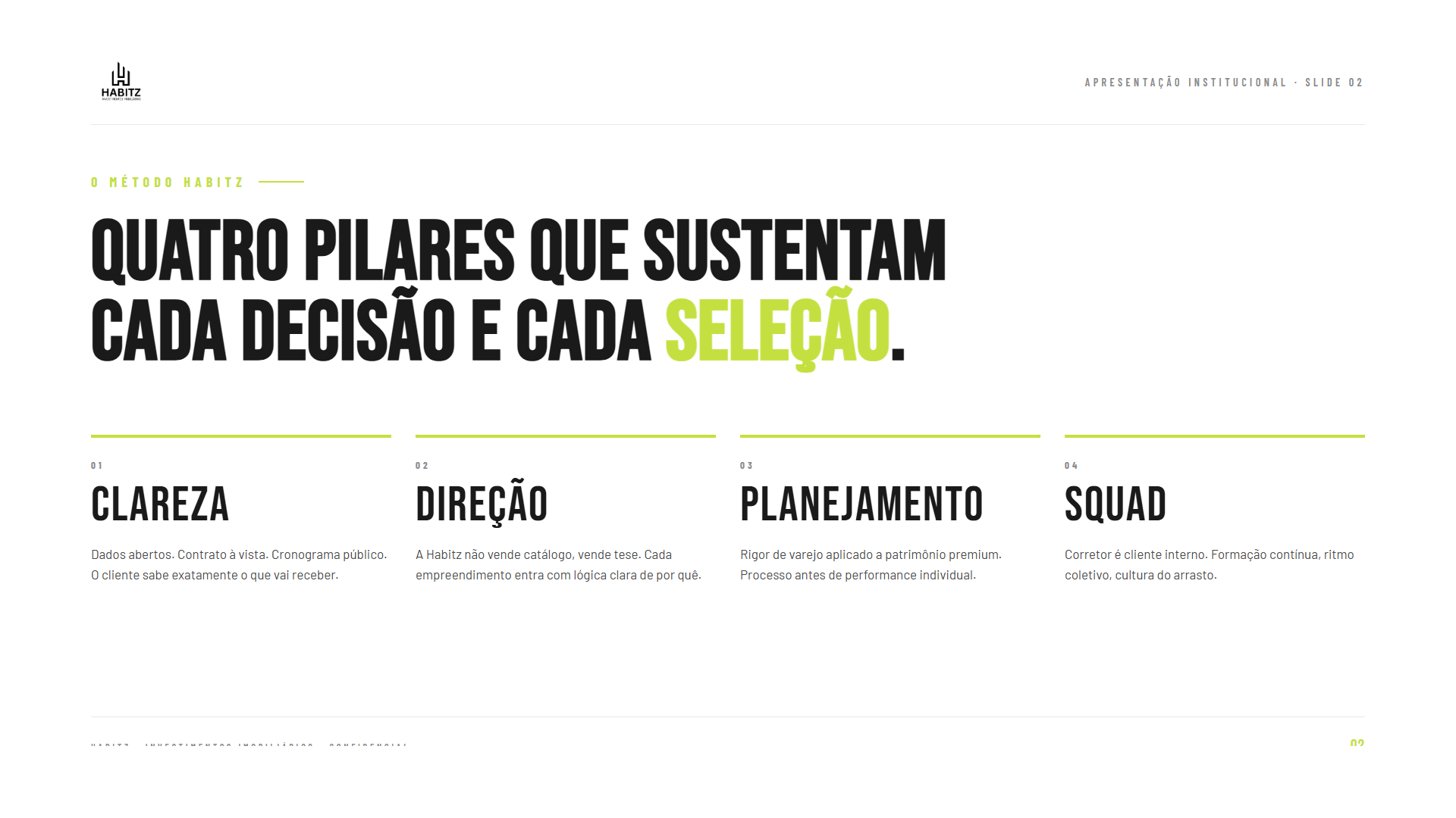 Slide de conteúdo institucional Habitz